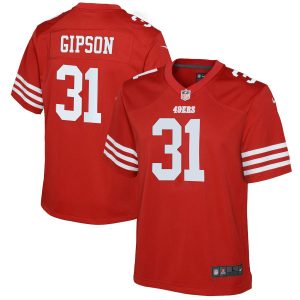Outstanding San Francisco 49ers #31 Tashaun Gipson Scarlet Youth 2022-23 NFL Game Jersey