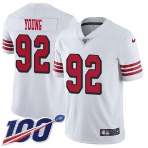 Fantastic 49ers #92 Chase Young White Rush Youth Stitched NFL Limited 100th Season Jersey