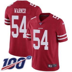 Fantastic 49ers #54 Fred Warner Red Team Color Youth Stitched NFL 100th Season Vapor Limited Jersey