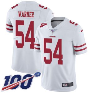 Delightful 49ers #54 Fred Warner White Youth Stitched NFL 100th Season Vapor Limited Jersey