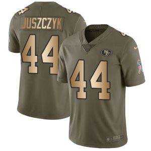 Delightful 49ers #44 Kyle Juszczyk Olive/Gold Youth Stitched NFL Limited 2017 Salute To Service Jersey