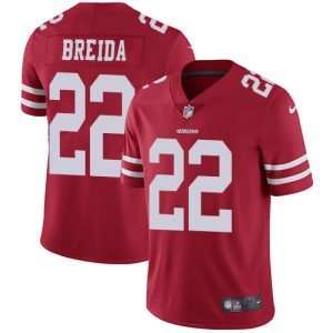 Amazing 49ers #22 Matt Breida Red Team Color Youth Stitched NFL Vapor Untouchable Limited Jersey