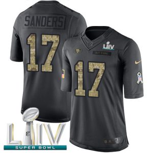 Delightful 49ers #17 Emmanuel Sanders Black Super Bowl LIV 2020 Youth Stitched NFL Limited 2016 Salute to Service Jersey