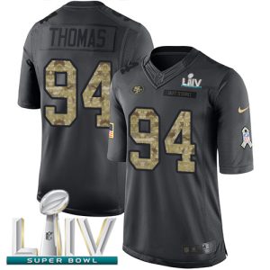 Superb 49ers #94 Solomon Thomas Black Super Bowl LIV 2020 Youth Stitched NFL Limited 2016 Salute to Service Jersey