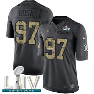 Finest 49ers #97 Nick Bosa Black Super Bowl LIV 2020 Youth Stitched NFL Limited 2016 Salute to Service Jersey