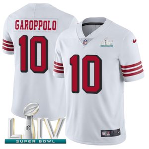 Impressive 49ers #10 Jimmy Garoppolo White Super Bowl LIV 2020 Rush Youth Stitched NFL Vapor Untouchable Limited Jersey