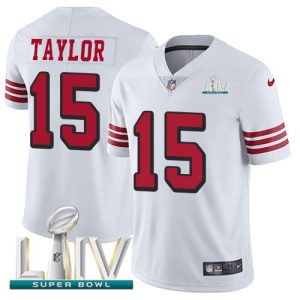 Amazing 49ers #15 Trent Taylor White Super Bowl LIV 2020 Rush Youth Stitched NFL Vapor Untouchable Limited Jersey