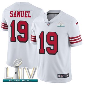 Impressive 49ers #19 Deebo Samuel White Super Bowl LIV 2020 Rush Youth Stitched NFL Vapor Untouchable Limited Jersey