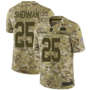 Impressive 49ers #25 Richard Sherman Camo Youth Stitched NFL Limited 2018 Salute to Service Jersey