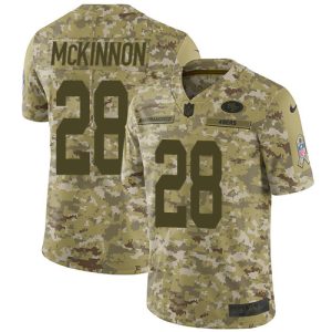 Premium 49ers #28 Jerick McKinnon Camo Youth Stitched NFL Limited 2018 Salute to Service Jersey
