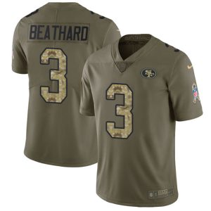 Outstanding 49ers #3 C.J. Beathard Olive/Camo Youth Stitched NFL Limited 2017 Salute to Service Jersey