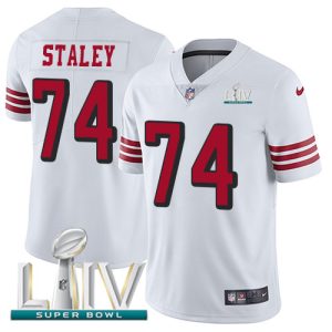 Superb 49ers #74 Joe Staley White Super Bowl LIV 2020 Rush Youth Stitched NFL Vapor Untouchable Limited Jersey