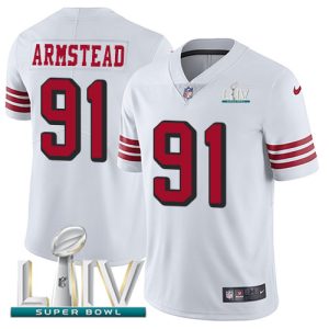 Premium 49ers #91 Arik Armstead White Super Bowl LIV 2020 Rush Youth Stitched NFL Vapor Untouchable Limited Jersey