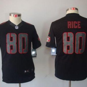 Fantastic 49ers #80 Jerry Rice Black Impact Youth Stitched NFL Limited Jersey