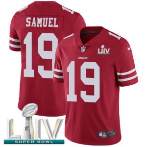 Premium 49ers #19 Deebo Samuel Red Super Bowl LIV 2020 Team Color Youth Stitched NFL Vapor Untouchable Limited Jersey