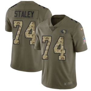 Impressive 49ers #74 Joe Staley Olive/Camo Youth Stitched NFL Limited 2017 Salute to Service Jersey