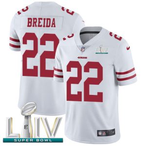 Outstanding 49ers #22 Matt Breida White Super Bowl LIV 2020 Youth Stitched NFL Vapor Untouchable Limited Jersey