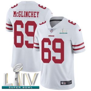 Premium 49ers #69 Mike McGlinchey White Super Bowl LIV 2020 Youth Stitched NFL Vapor Untouchable Limited Jersey