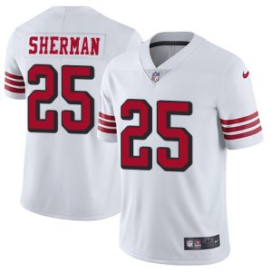 Exceptional 49ers #25 Richard Sherman White Rush Youth Stitched NFL Vapor Untouchable Limited Jersey