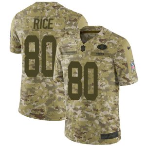 Exceptional 49ers #80 Jerry Rice Camo Youth Stitched NFL Limited 2018 Salute to Service Jersey