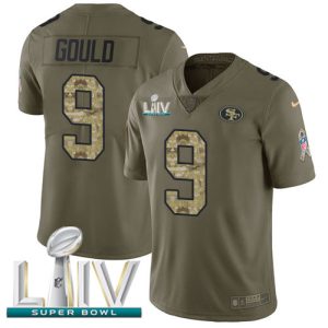 Amazing 49ers #9 Robbie Gould Olive/Camo Super Bowl LIV 2020 Youth Stitched NFL Limited 2017 Salute To Service Jersey