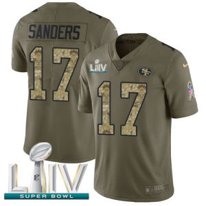 Amazing 49ers #17 Emmanuel Sanders Olive/Camo Super Bowl LIV 2020 Youth Stitched NFL Limited 2017 Salute To Service Jersey