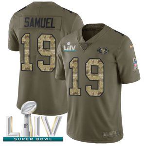 Exceptional 49ers #19 Deebo Samuel Olive/Camo Super Bowl LIV 2020 Youth Stitched NFL Limited 2017 Salute To Service Jersey