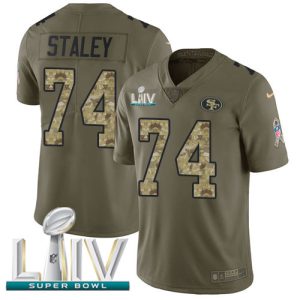 Premium 49ers #74 Joe Staley Olive/Camo Super Bowl LIV 2020 Youth Stitched NFL Limited 2017 Salute To Service Jersey