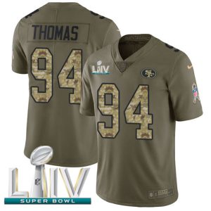 Finest 49ers #94 Solomon Thomas Olive/Camo Super Bowl LIV 2020 Youth Stitched NFL Limited 2017 Salute To Service Jersey