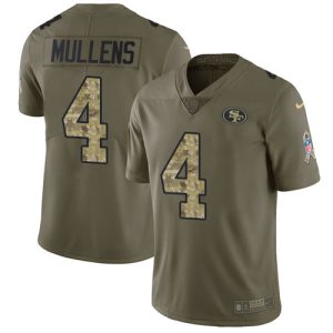Exceptional 49ers #4 Nick Mullens Olive/Camo Youth Stitched NFL Limited 2017 Salute to Service Jersey