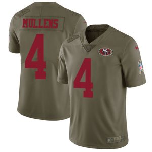 Superb 49ers #4 Nick Mullens Olive Youth Stitched NFL Limited 2017 Salute to Service Jersey