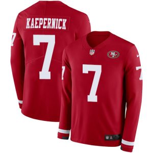Fantastic 49ers #7 Colin Kaepernick Red Team Color Youth Stitched NFL Limited Therma Long Sleeve Jersey