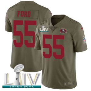 Superb 49ers #55 Dee Ford Olive Super Bowl LIV 2020 Youth Stitched NFL Limited 2017 Salute To Service Jersey
