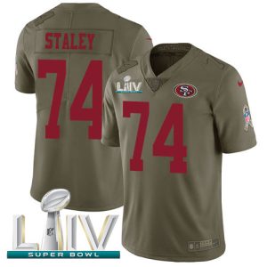 Exceptional 49ers #74 Joe Staley Olive Super Bowl LIV 2020 Youth Stitched NFL Limited 2017 Salute To Service Jersey