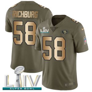 Impressive 49ers #58 Weston Richburg Olive/Gold Super Bowl LIV 2020 Youth Stitched NFL Limited 2017 Salute To Service Jersey
