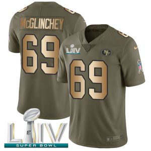 Impressive 49ers #69 Mike McGlinchey Olive/Gold Super Bowl LIV 2020 Youth Stitched NFL Limited 2017 Salute To Service Jersey
