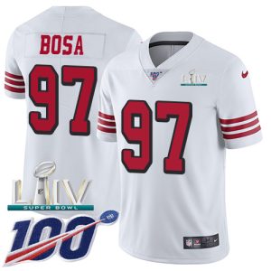 Premium 49ers #97 Nick Bosa White Super Bowl LIV 2020 Rush Youth Stitched NFL Limited 100th Season Jersey