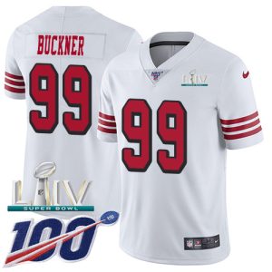 High - quality 49ers #99 DeForest Buckner White Super Bowl LIV 2020 Rush Youth Stitched NFL Limited 100th Season Jersey