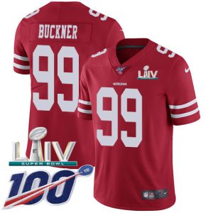 Delightful 49ers #99 DeForest Buckner Red Super Bowl LIV 2020 Team Color Youth Stitched NFL 100th Season Vapor Limited Jersey