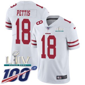 Amazing 49ers #18 Dante Pettis White Super Bowl LIV 2020 Youth Stitched NFL 100th Season Vapor Limited Jersey