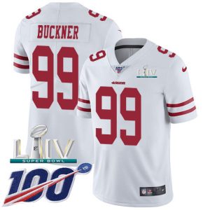 Amazing 49ers #99 DeForest Buckner White Super Bowl LIV 2020 Youth Stitched NFL 100th Season Vapor Limited Jersey