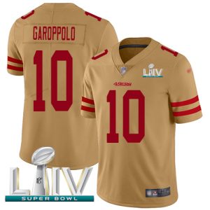 Amazing 49ers #10 Jimmy Garoppolo Gold Super Bowl LIV 2020 Youth Stitched NFL Limited Inverted Legend Jersey