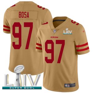 Finest 49ers #97 Nick Bosa Gold Super Bowl LIV 2020 Youth Stitched NFL Limited Inverted Legend Jersey