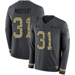 Amazing 49ers #31 Raheem Mostert Anthracite Salute to Service Youth Stitched NFL Limited Therma Long Sleeve Jersey
