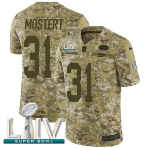 Exceptional 49ers #31 Raheem Mostert Camo Super Bowl LIV 2020 Youth Stitched NFL Limited 2018 Salute To Service Jersey