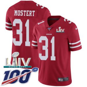 Outstanding 49ers #31 Raheem Mostert Red Super Bowl LIV 2020 Team Color Youth Stitched NFL 100th Season Vapor Untouchable Limited Jersey