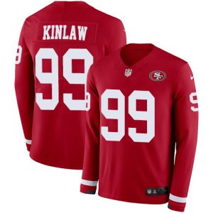 Outstanding 49ers #99 Javon Kinlaw Red Team Color Youth Stitched NFL Limited Therma Long Sleeve Jersey