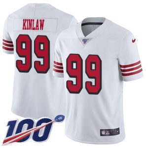 Superb 49ers #99 Javon Kinlaw White Youth Stitched NFL Limited Rush 100th Season Jersey