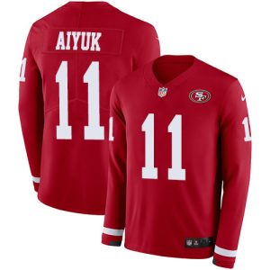 Fantastic 49ers #11 Brandon Aiyuk Red Team Color Youth Stitched NFL Limited Therma Long Sleeve Jersey