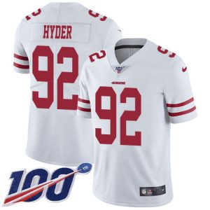 Premium 49ers #92 Kerry Hyder White Youth Stitched NFL 100th Season Vapor Untouchable Limited Jersey